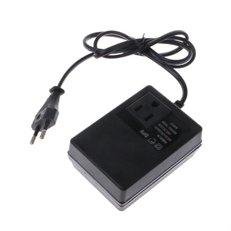 200W AC 220V to 110V Reduce Transformer Convert Travel Power EU Plug Adapte