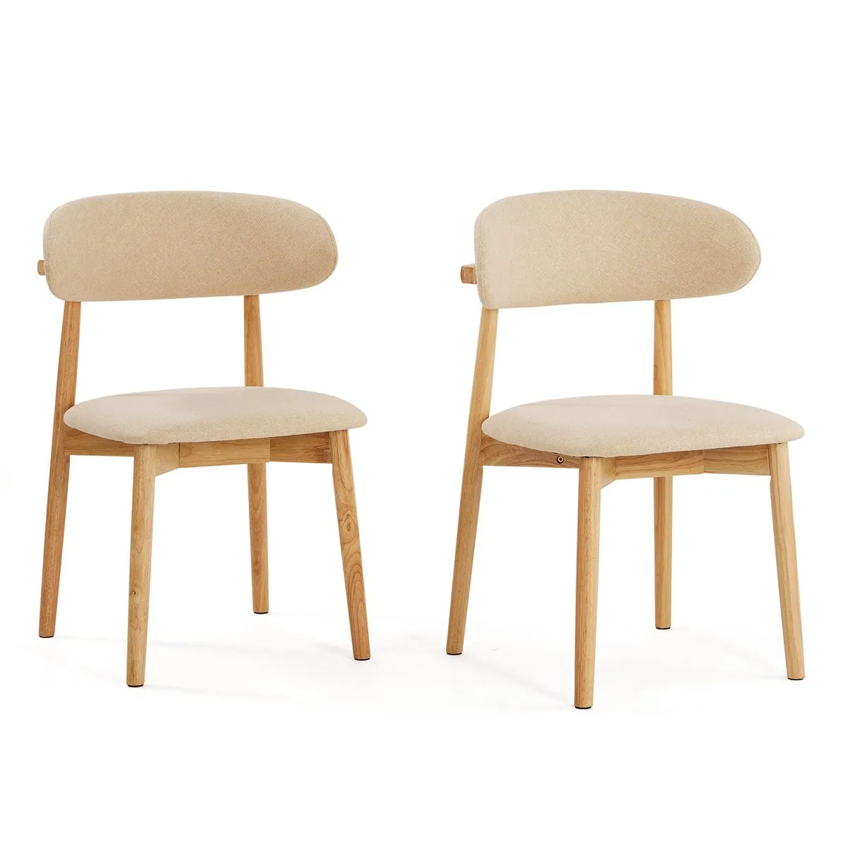Chenshia Set of 2 Modern Wooden Dining Chairs With Linen Padded Upholstered