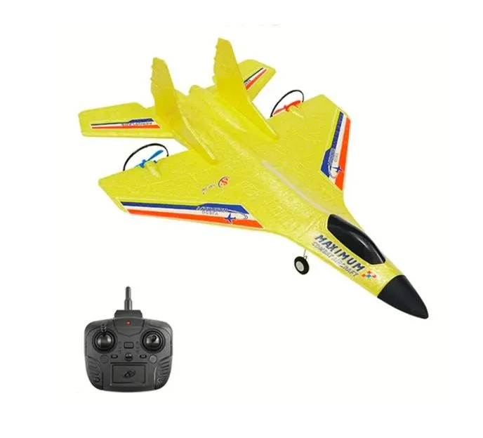 YJ-650 RC Foam Plane - Yellow, Beginner Jet, 2.4 GHz, 6-Axis Gyro - Yellow
