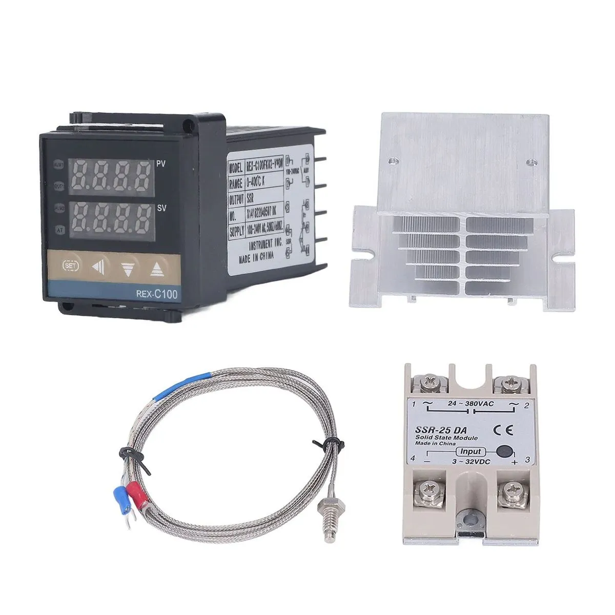 PID Temperature Controller Thermostat SSR Relay 40DA Heat Sink