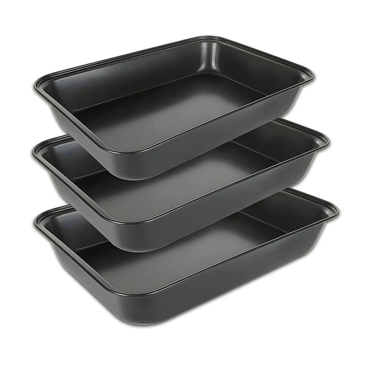 3 Piece Non-Stick Baking Pan Set - Oven-Safe Design
