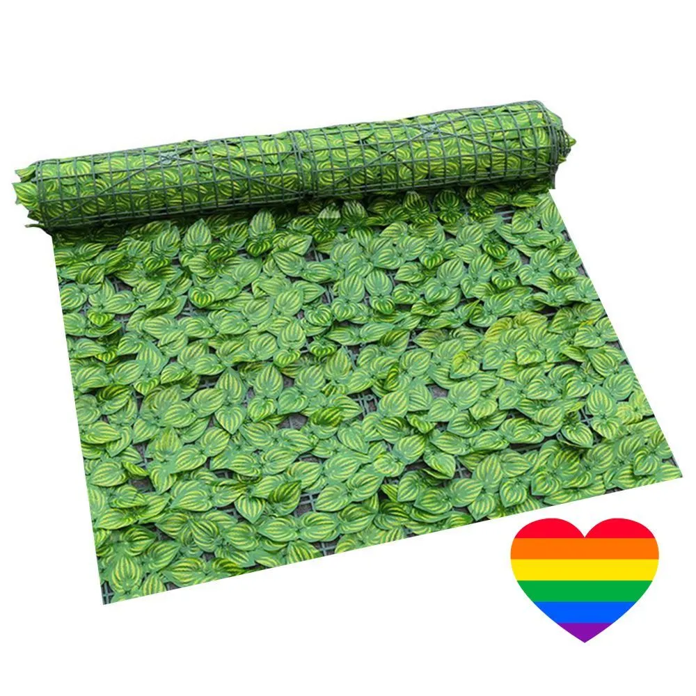 Garden Decor Artificial Camouflage Leaf Fence Mesh - 3x1m & Heart Sticker - Light Green 