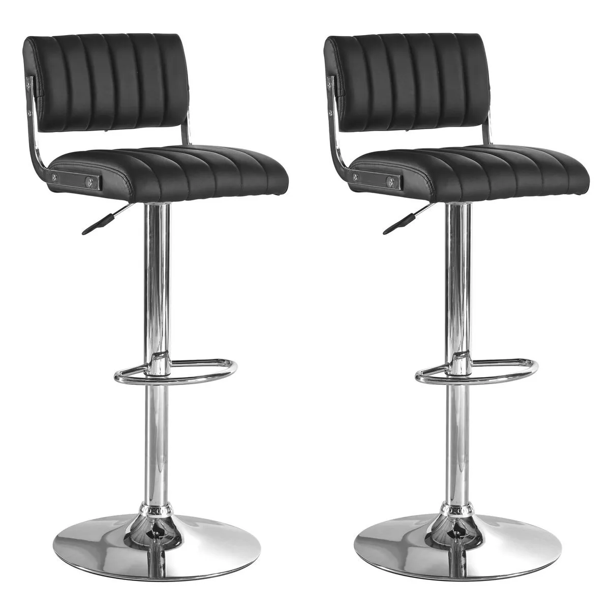 Bar Stools / Swivel Kitchen Counter Chairs - Set of 2 – Black Colour