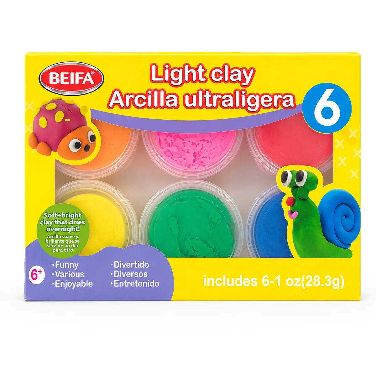 BEIFA Light Clay Modelling Set for Kids - 6 Colour Ultra-Light Air Dry Clay