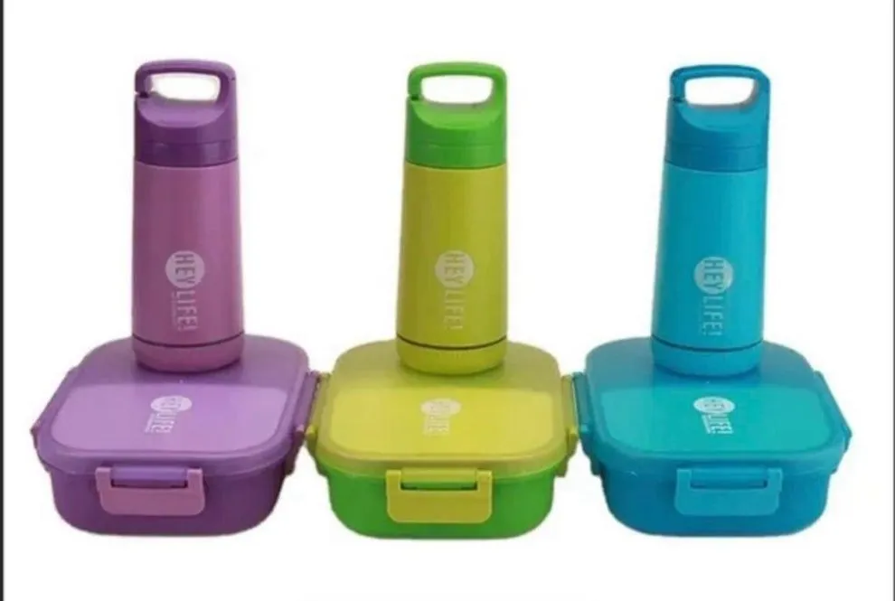 Assorted Plastic Rectangular 3 Lunch Box Set