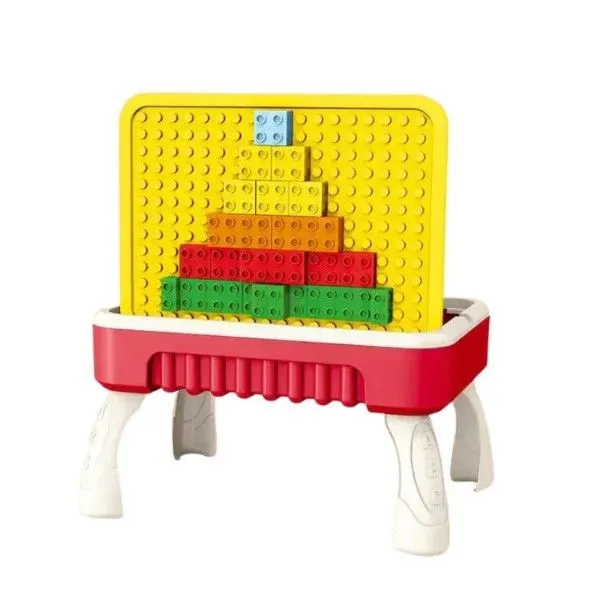 2 in 1 Building Blocks & Drawing Board Activity Table for Kids (Red)