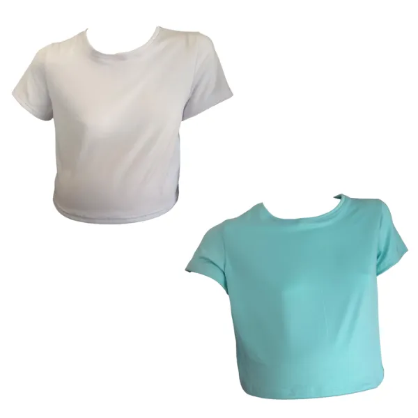 Maternity 2-Pack Short Sleeve Crop Tops White & Turquoise