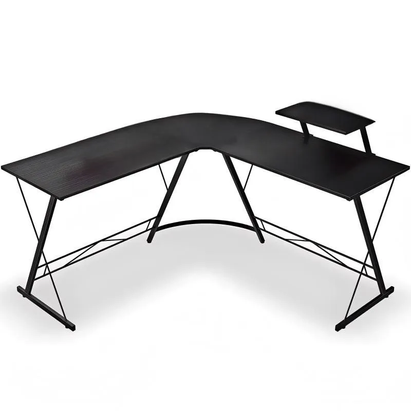 L-Shaped Gaming Desk Workstation Computer Table Corner Table - Black