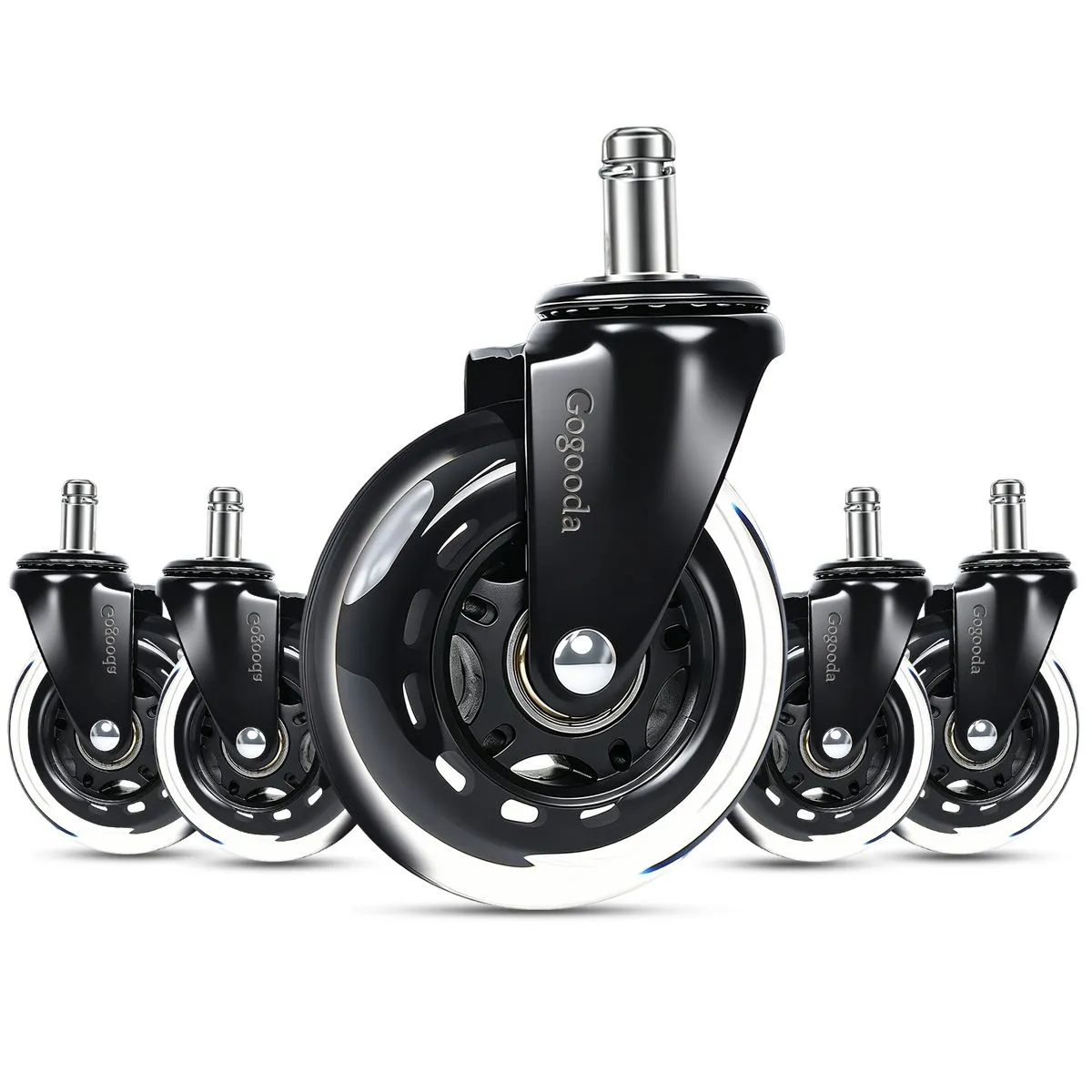 Office Chair Smooth Quiet Castor Wheels - 11mm Stem (5 Pack)