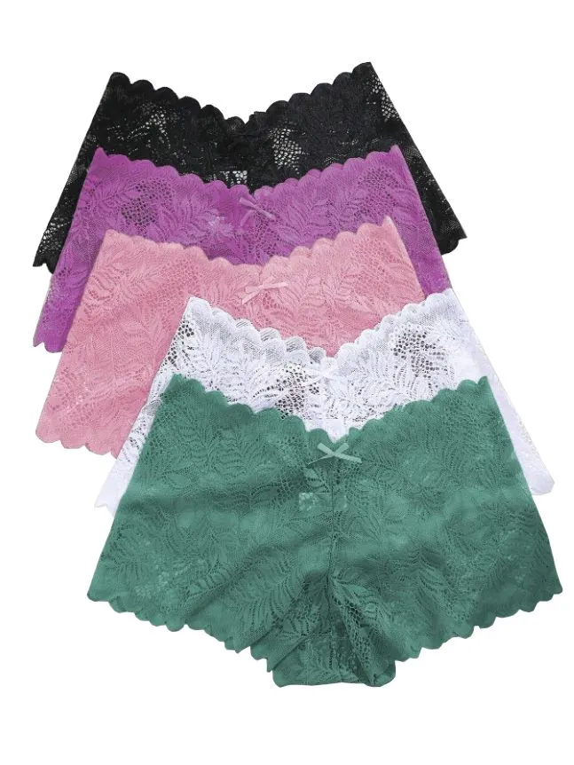 Woman Lace Underwear Sexy Panties, Scallop Design Pack of 5 ( Variant 3)