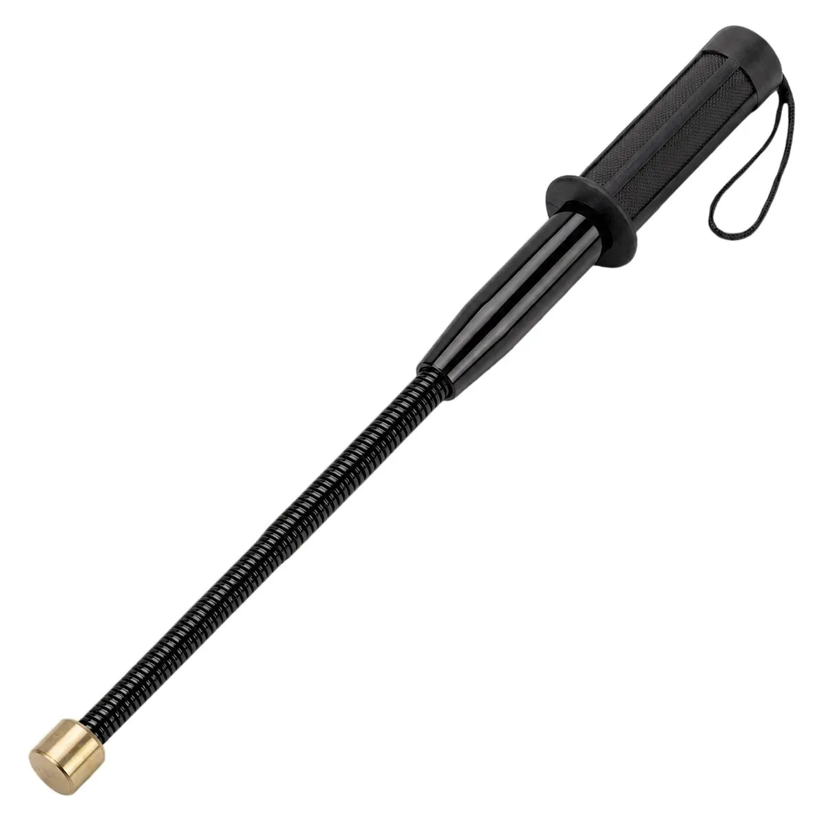 Spring Top Metal Baton - Extendable Flexible Telescopic 46cm Defense Rod - Black