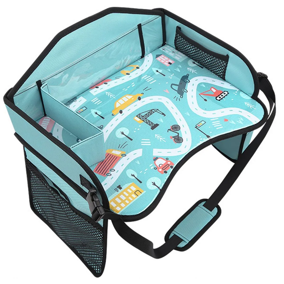 Kids Car Travel Tray Car Seat Tray Activity Tray Snack Organiser Waterproof - Blue