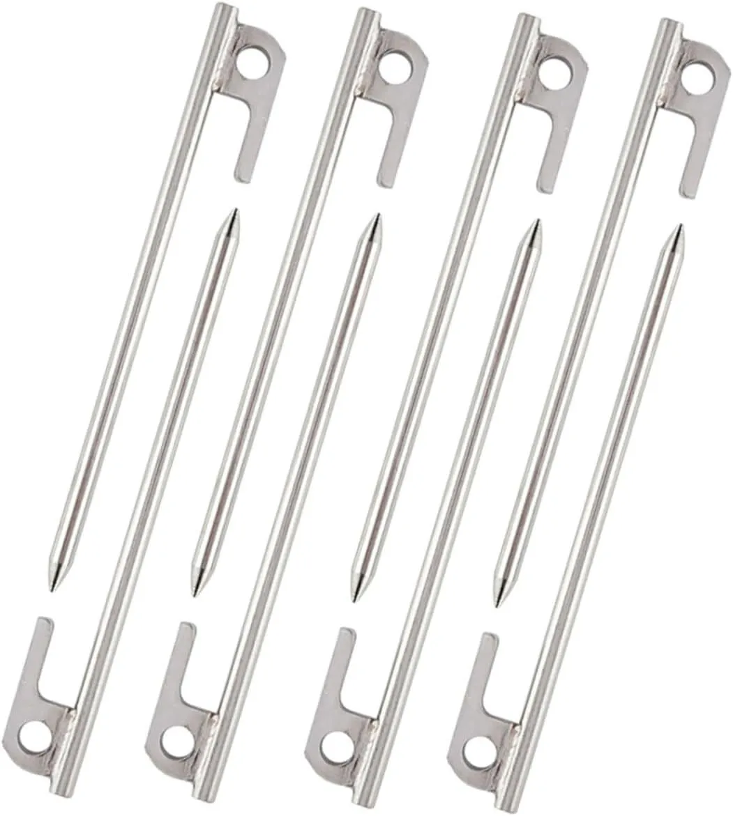 8pcs Stainless Steel Tent Stakes Nails for Ground Tarp Camping Landscaping