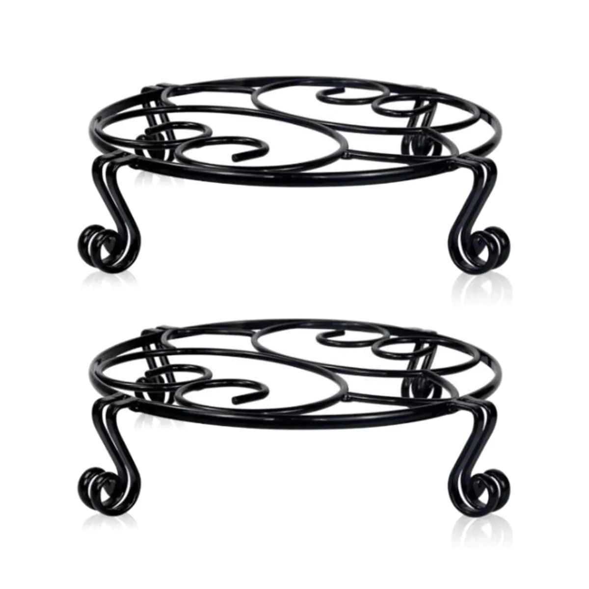 2Pcs Black Iron Plant Stands 30cm
