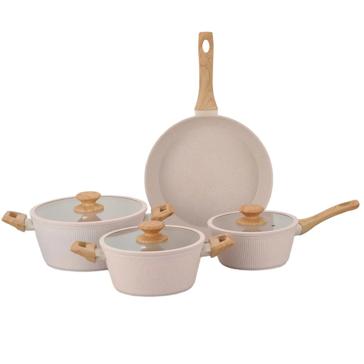 Minhaj Homeware - Tulip Meadow Aluminium 7 Piece Cookware Set - Pink