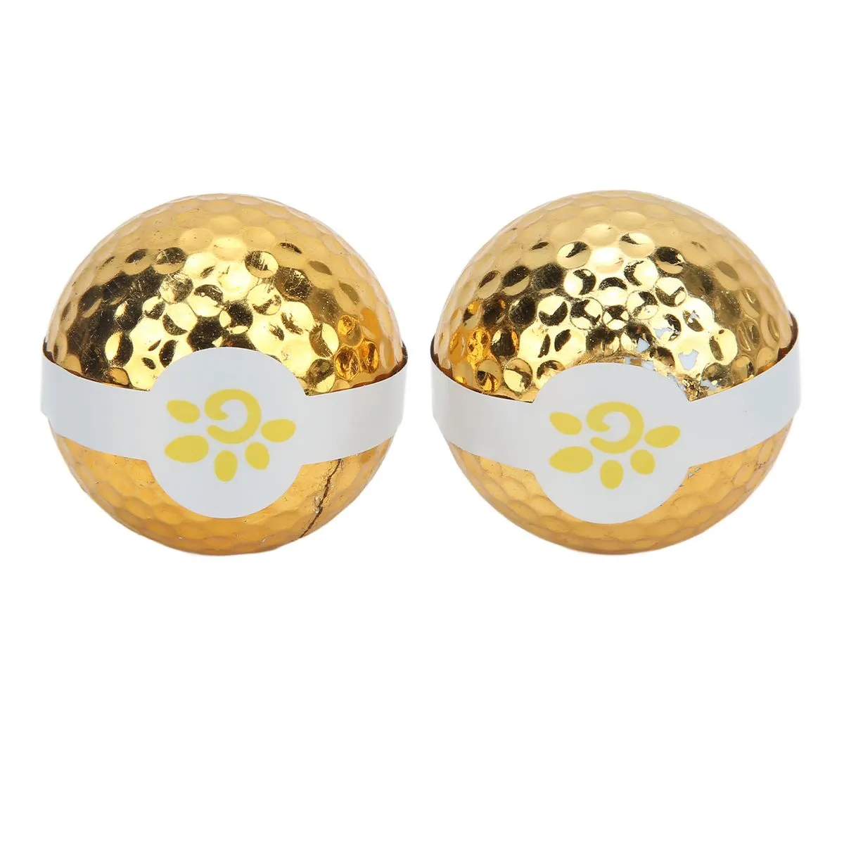 2pc Gold Plated Golf Ribbon Balls