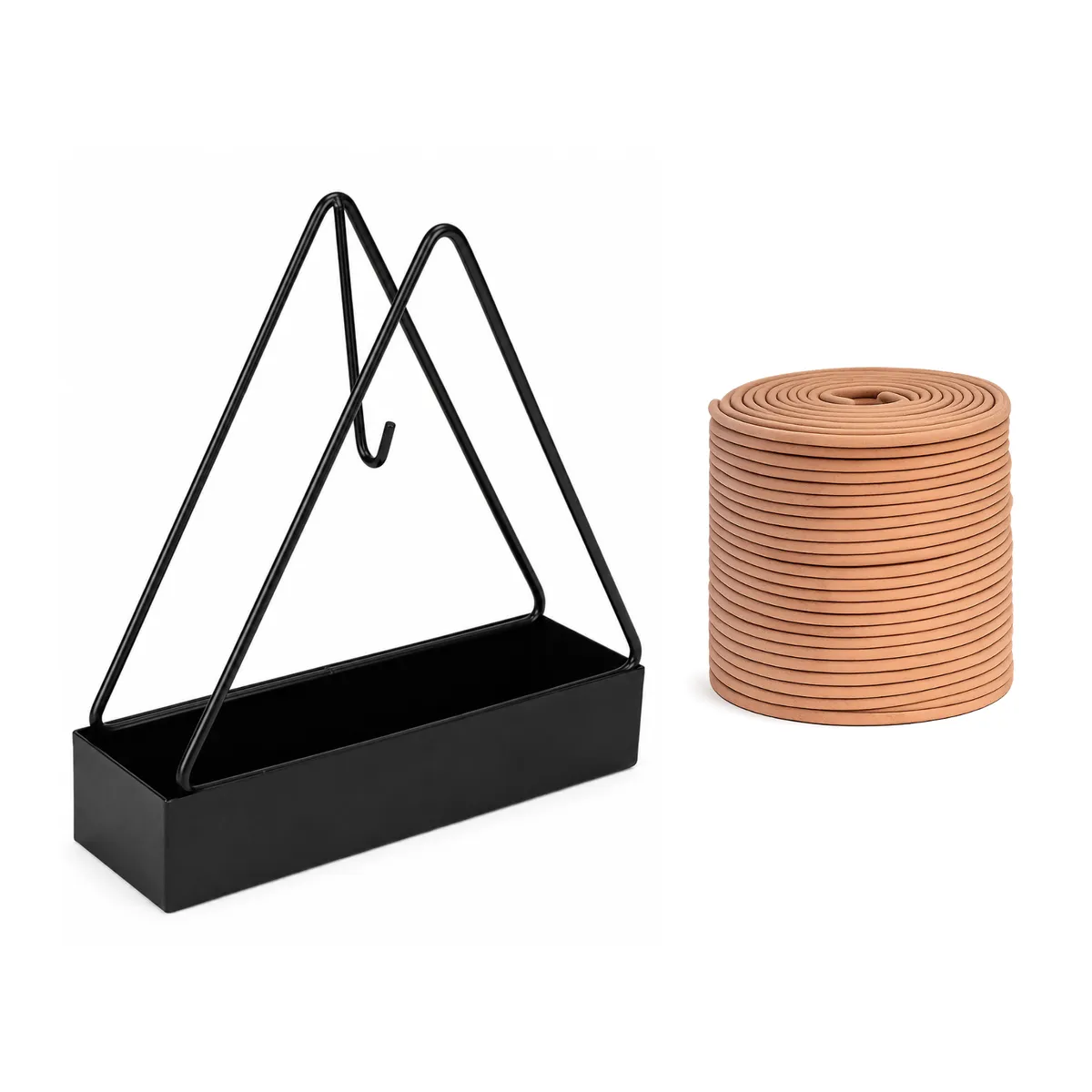 Triangular Hanging Incense Burner with 25 Natural Incense Coils - Black, Lavendar