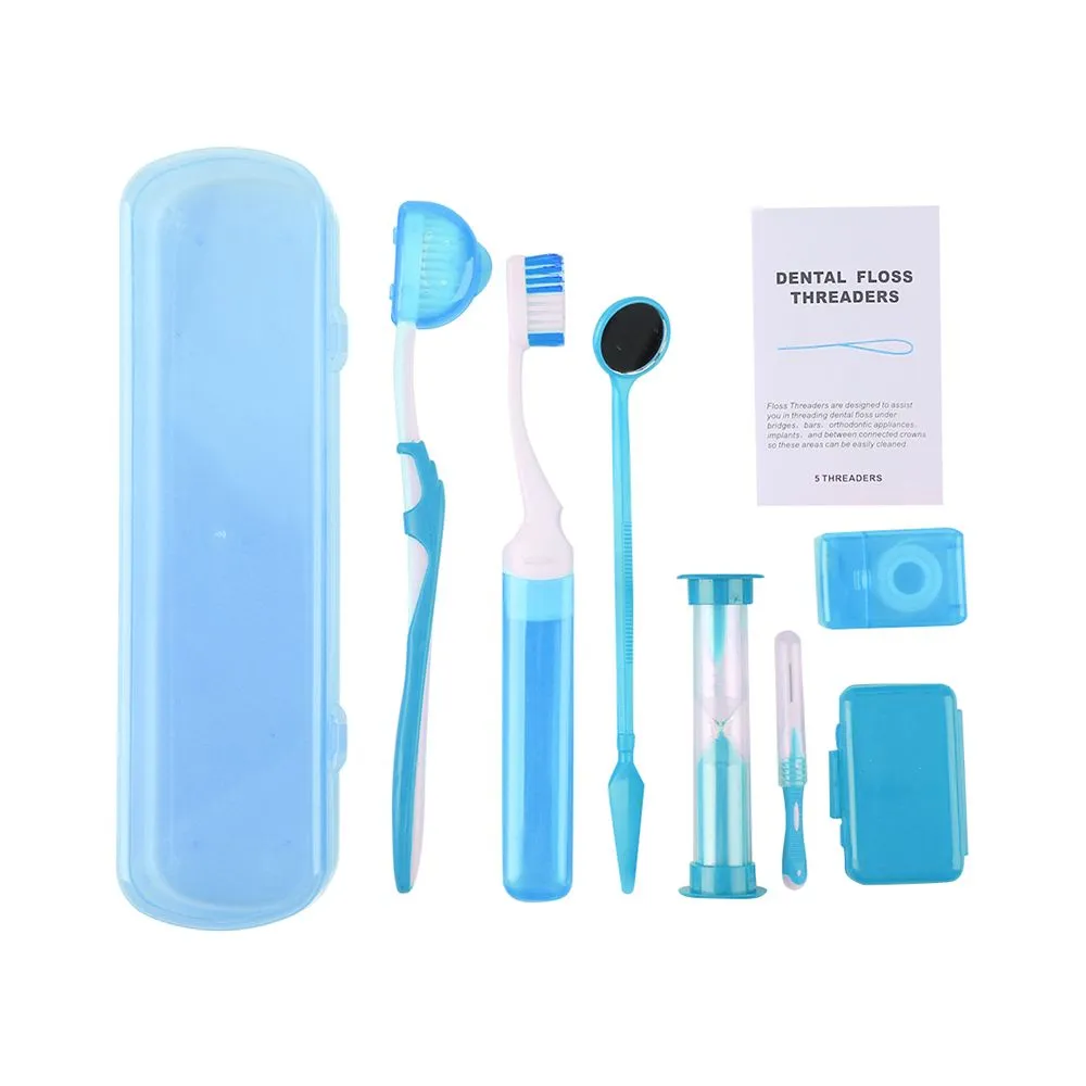 8 Piece Portable Orthodontic Oral Care Kit for Braces - Blue
