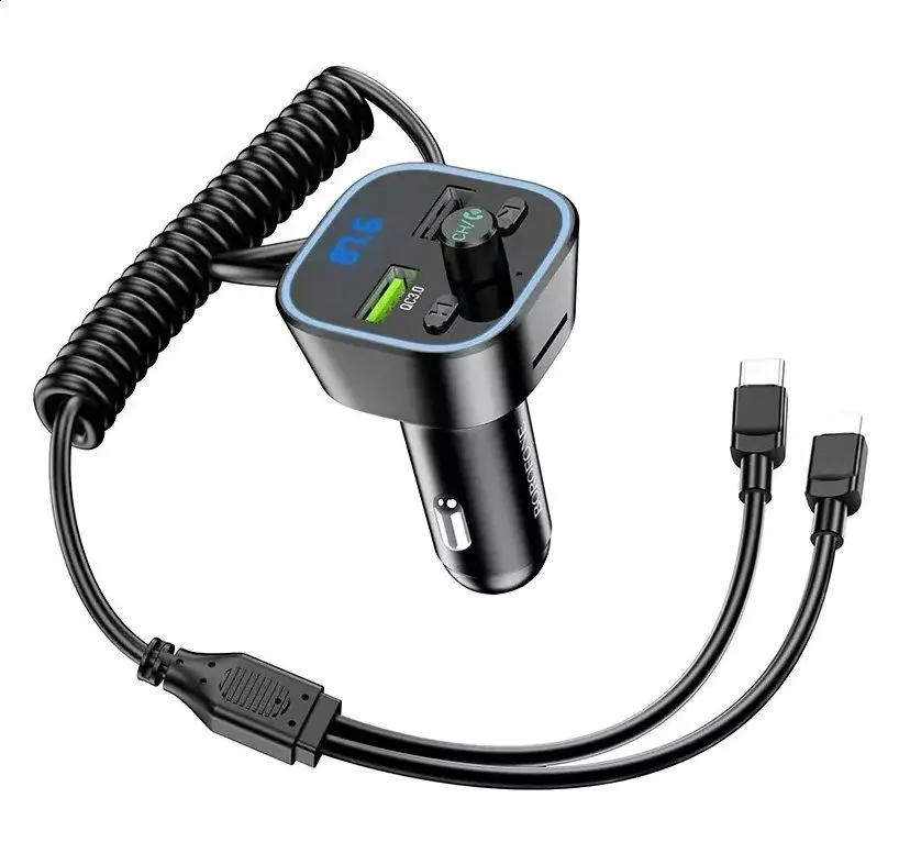 FM Transmitter with Type-C + iP cable 2-in-1 car BT BC45 18W