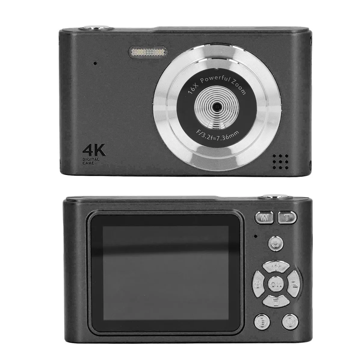 Smart Pocket Camera, 48MP, 2.5K, Dual Camera, 16X Zoom, AF, For Home, Black
