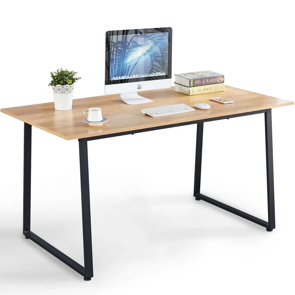 Office Work Desk Simple Wood Dining Table Kitchen Computer Table - BlackOak