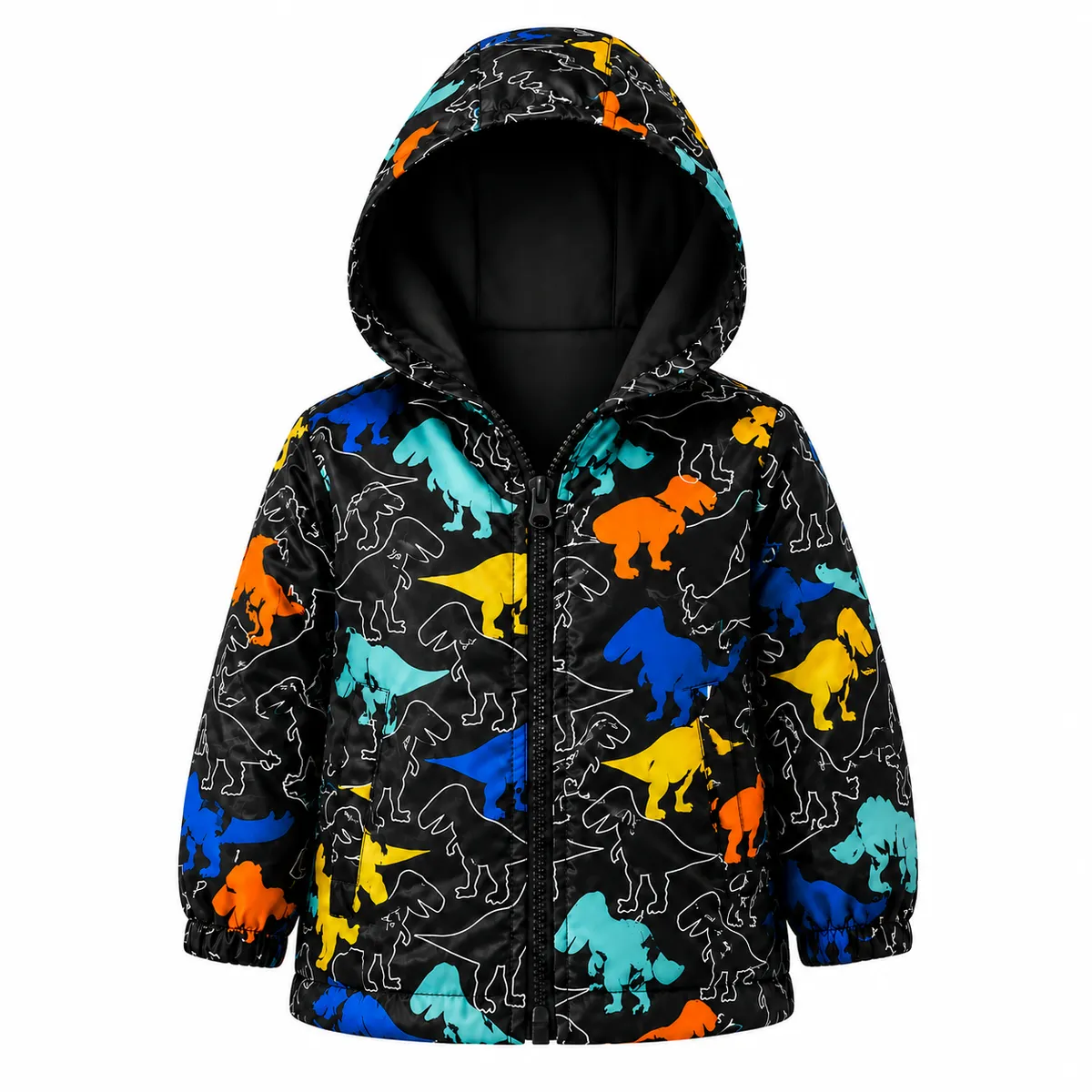 Boys Lightweight Windbreaker/Waterproof Jacket - Black Dinosaur