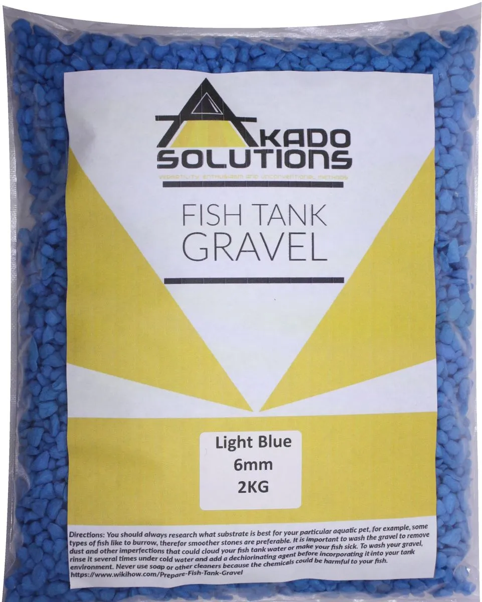 Akado Light Blue Gravel for Aquarium 2Kg - 6mm