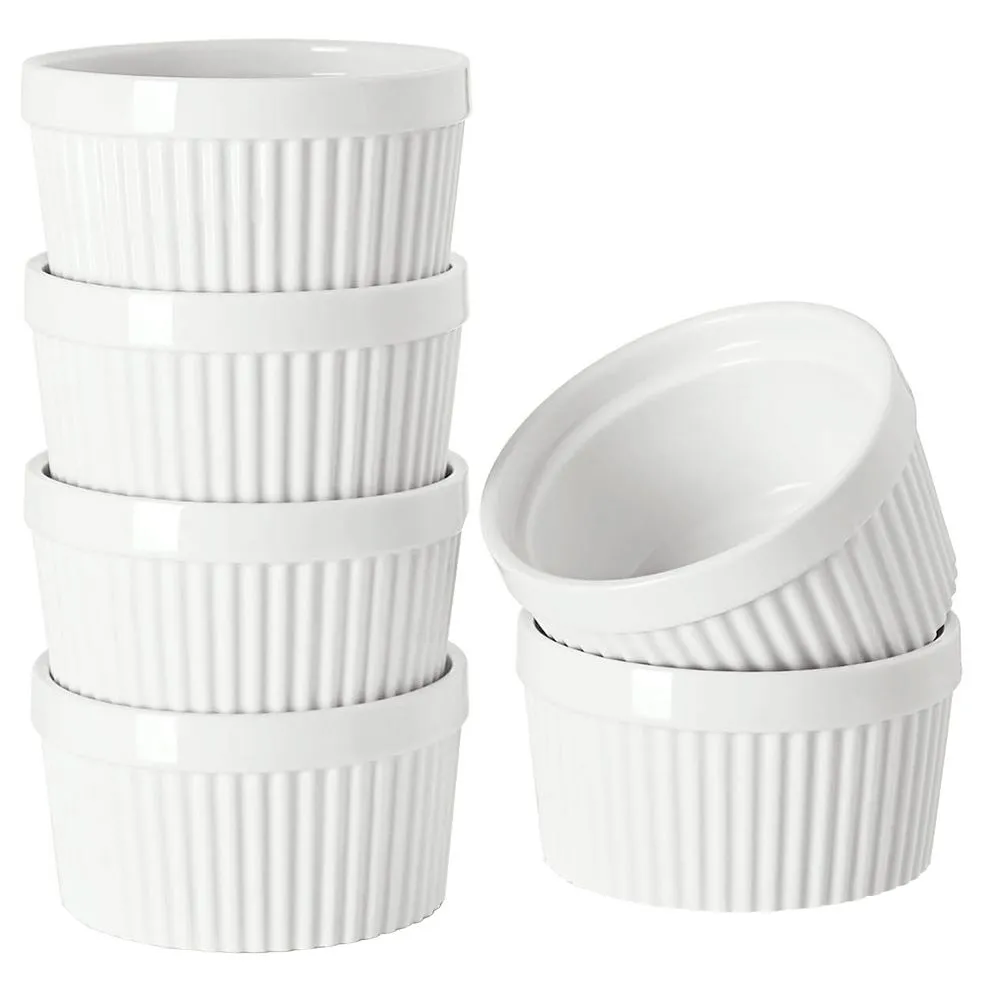 Ramekins Oven Safe Baking Dishes for Creme Brulee Souffle Desserts - 6Piece