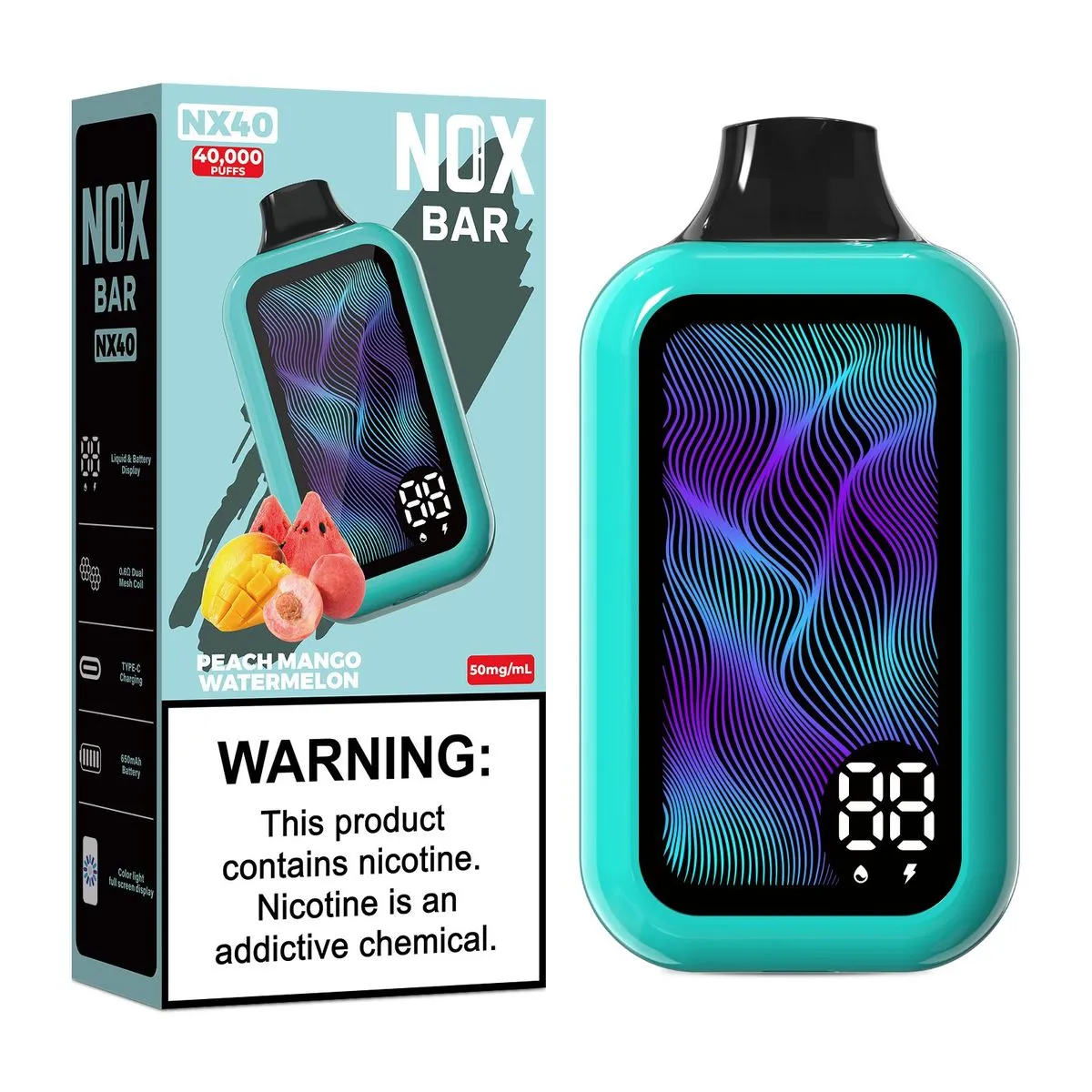 NX 40k Puffs Disposable Peach Mango Watermelon 50mg