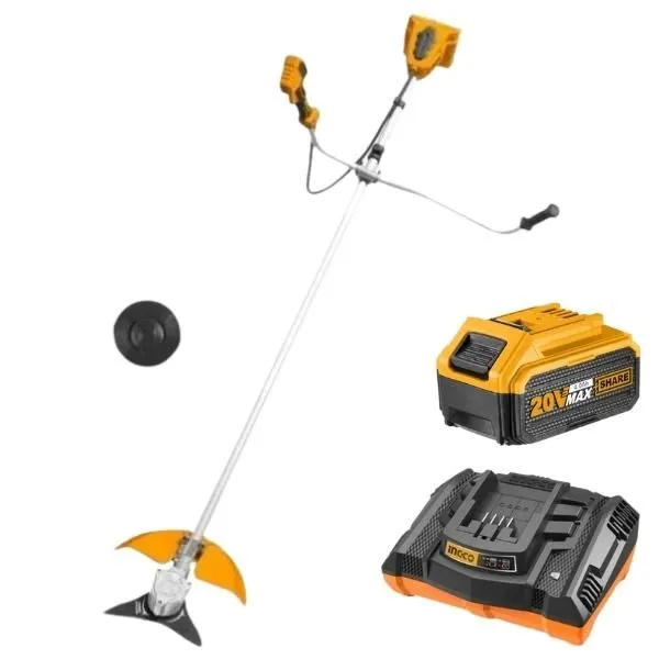 Ingco - String Trimmer and Brush Cutter 40V with 2x 4.0Ah Battery and Charger
