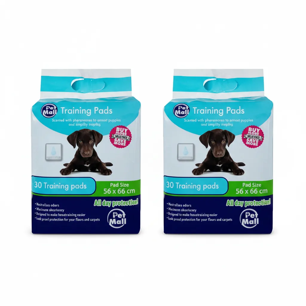 Pet Mall Puppy Training Pads 30 Piece, Leak-Proof 56x66 cm - 2 Pack