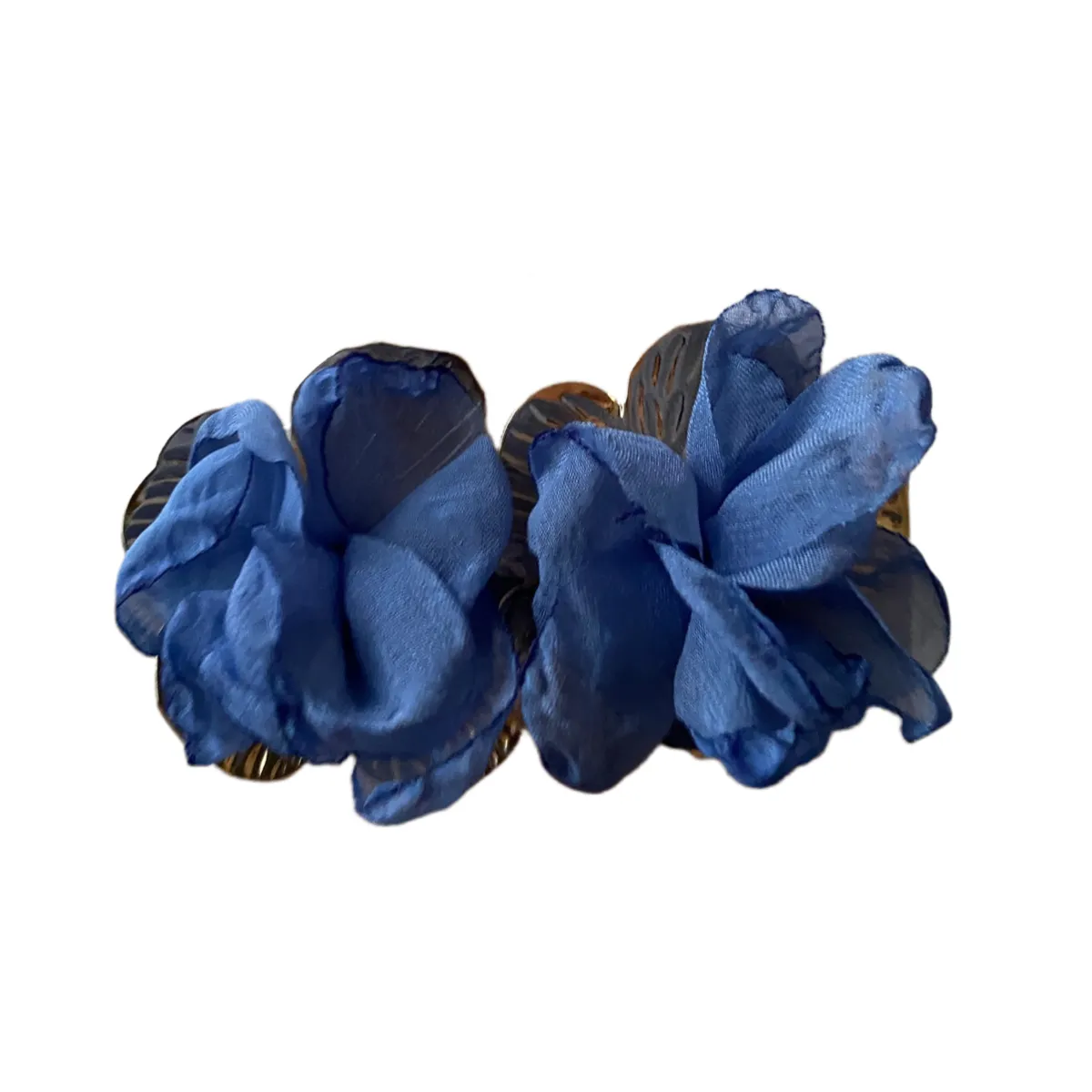 Oversized Mesh Floral Drop Earrings Luxurious Aesthetic Ladies Studs - Blue