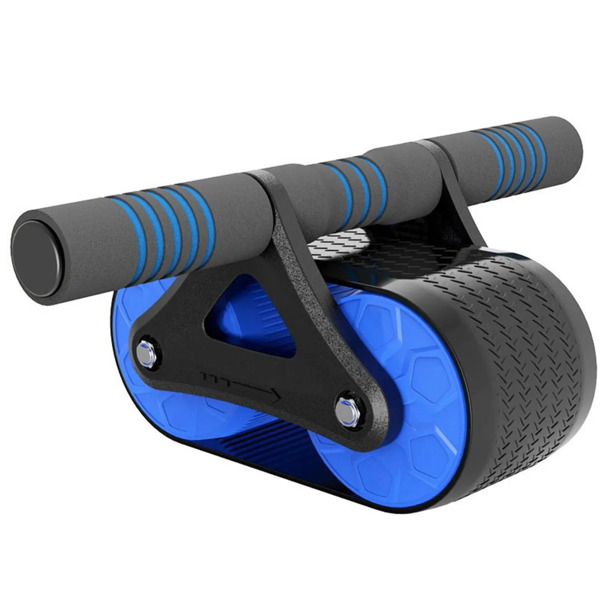 Auto Rebound Double Round Exercise Roller, Core Strength Training Ab Wheel - Blue
