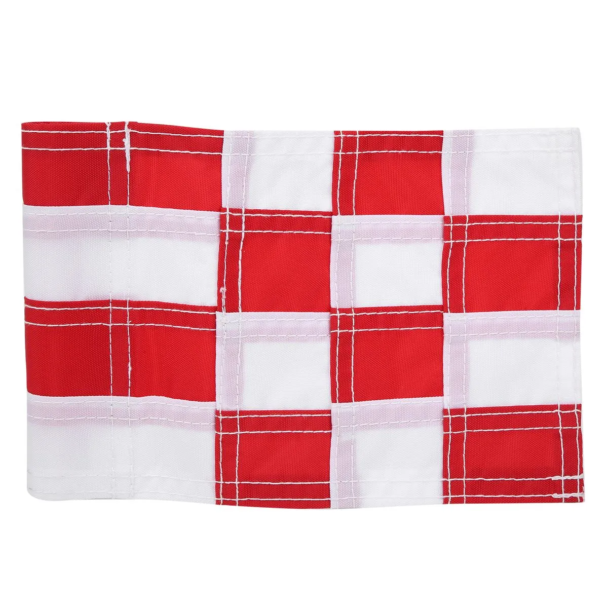 Red/white golf hole flagstick backyard