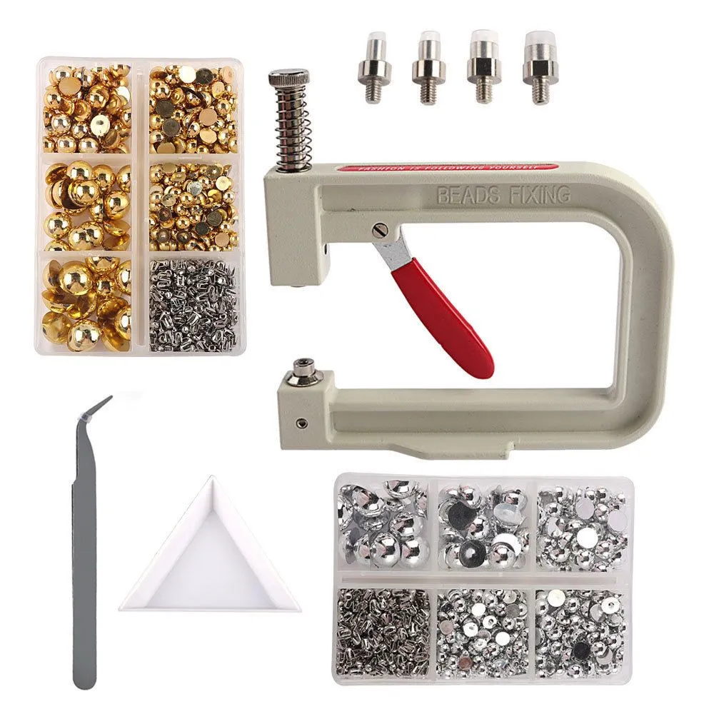 Craft Pearl Machine Rivet Buttons Hand Tool with Accessories