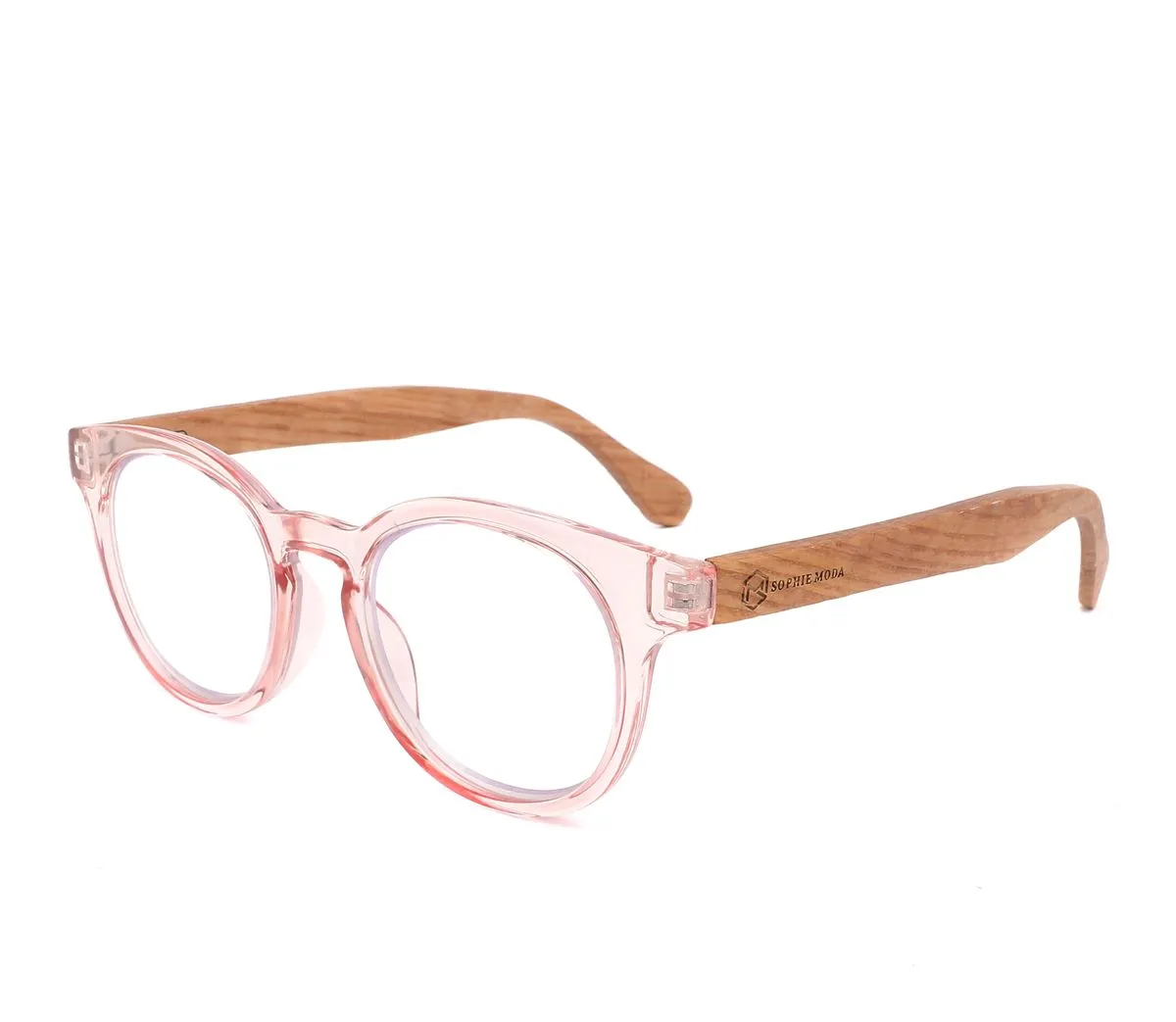 Sophie Moda- Reading Glasses +2.50 Anti-Blue Light - Bamboo Collection - Pink