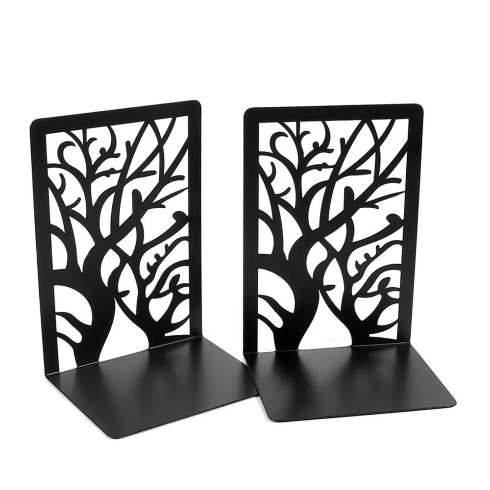 2 Pieces/Pair Tree Shape Metal Bookend for Books CDs Stand Holder