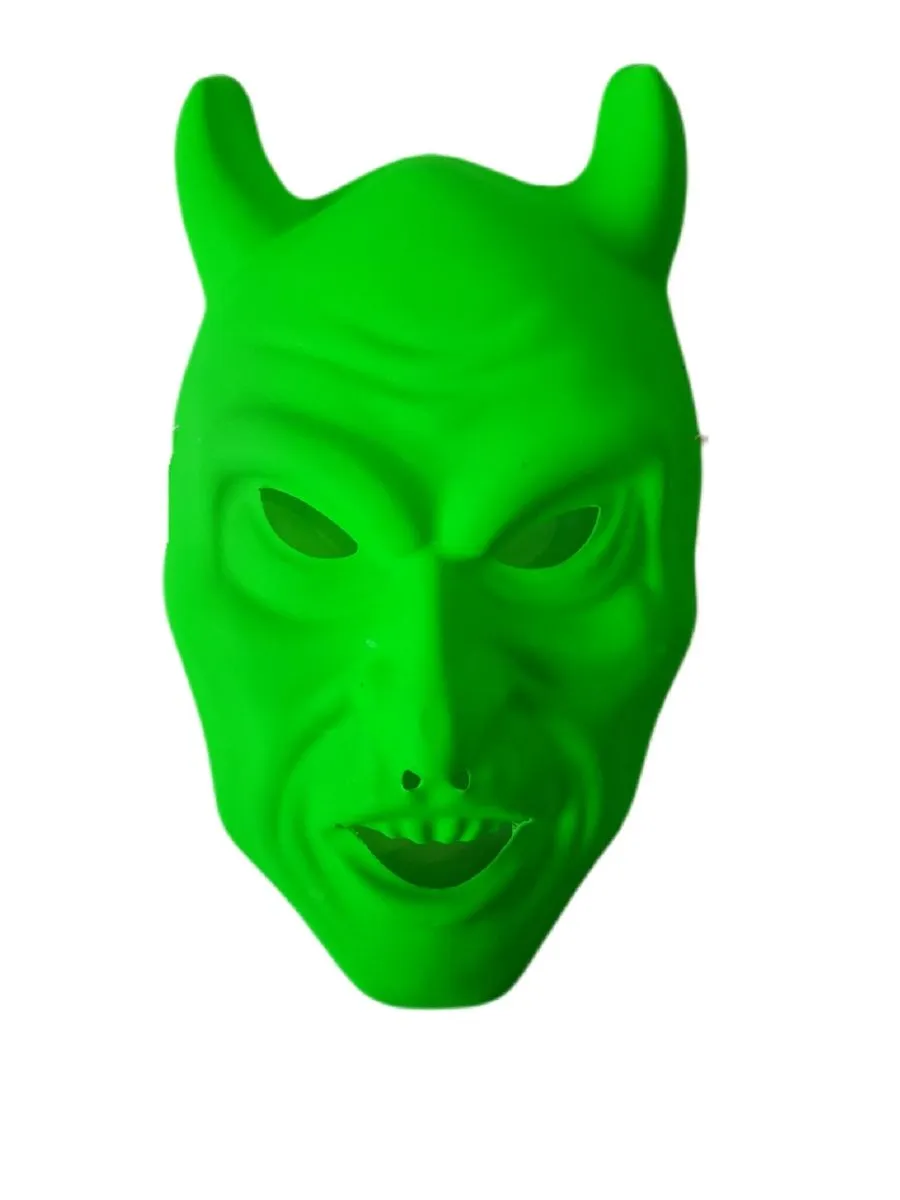 Halloween Dress Up Masks Lumo Devil - 6 Pack - Green