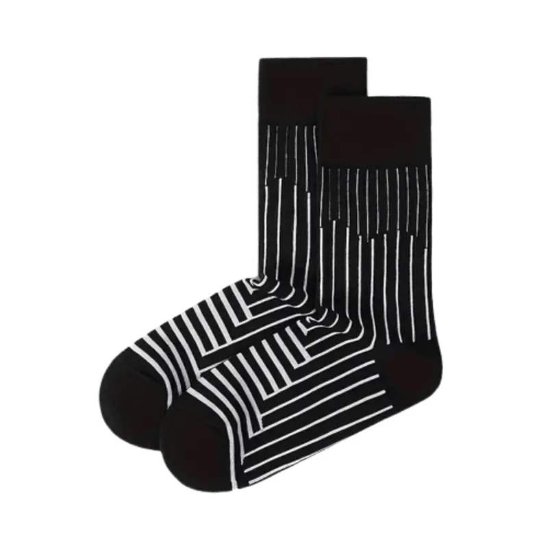 1 Pair of Men's Mid-Calf Socks - Vertical Stripe, Fashionable Outerwear