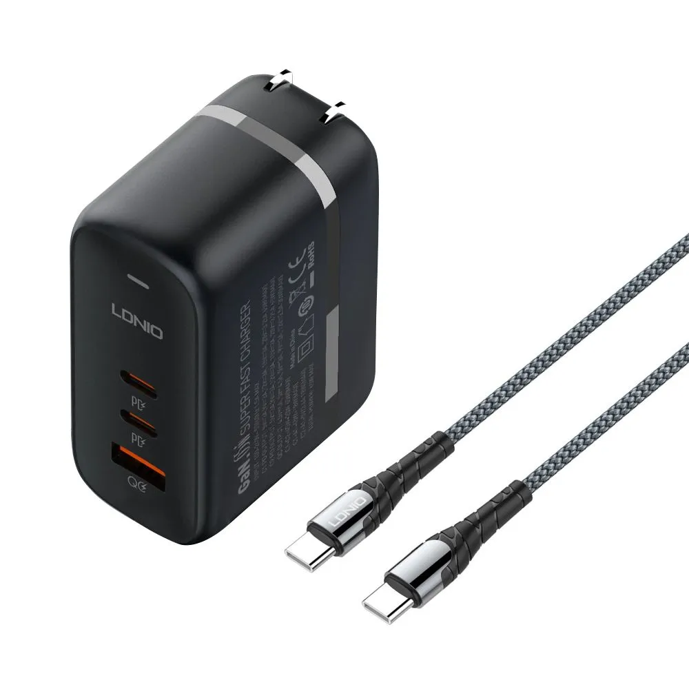 LDNIO Q366 GaN 65W PD Super Fast Travel Charger + 65W Type-C Cables