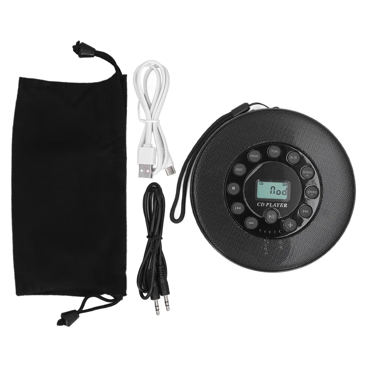 Portable CD Player Anti Skip 1500mAh Compatible With CD CD RW MP3 Black