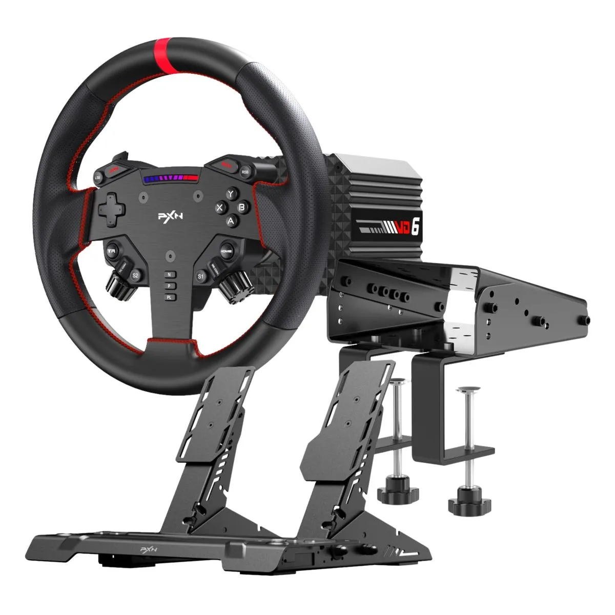 Driving Sim Racing Wheel - Direct Drive, Dual Pedal, Clamp | PXN VD6