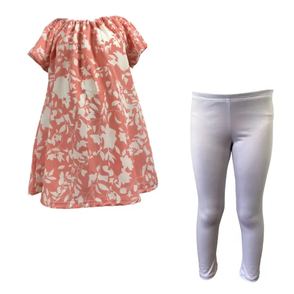 Baby/Toddler/Kids-Gathered Peasant Neck-Top & Capri Legging - Pink Floral