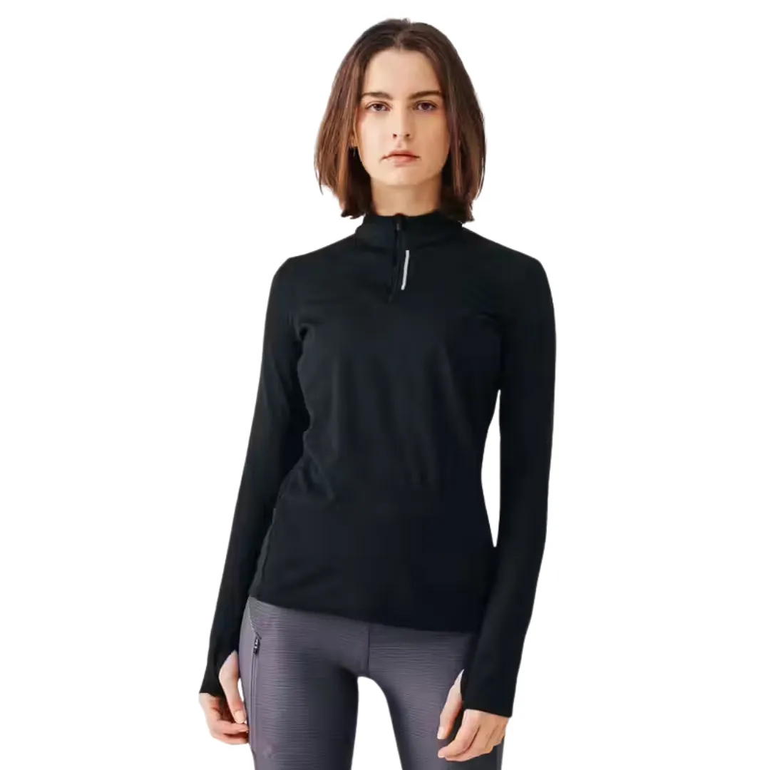 Kalenji Women's Zip Warm Long-Sleeve Running T-Shirt - Black
