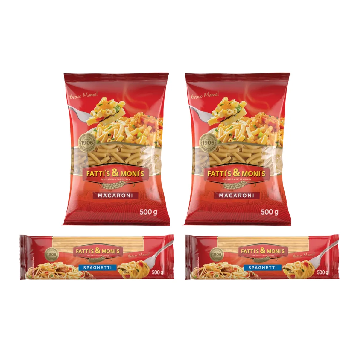 Fatti's & Moni's (2 x 500G Macaroni, 2 x 500G Spaghetti)
