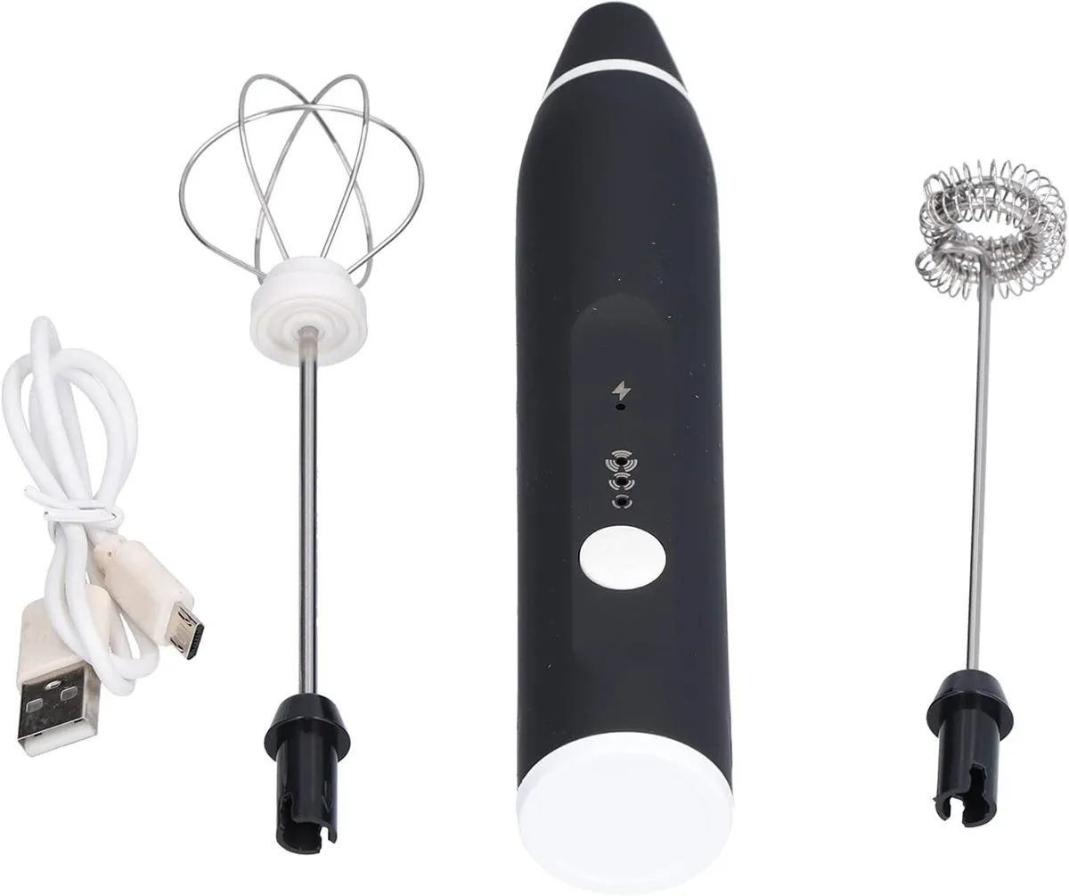 Milk Elecrtic Frother Handheld Mini Portable With 3 Adjustable Speed - Black