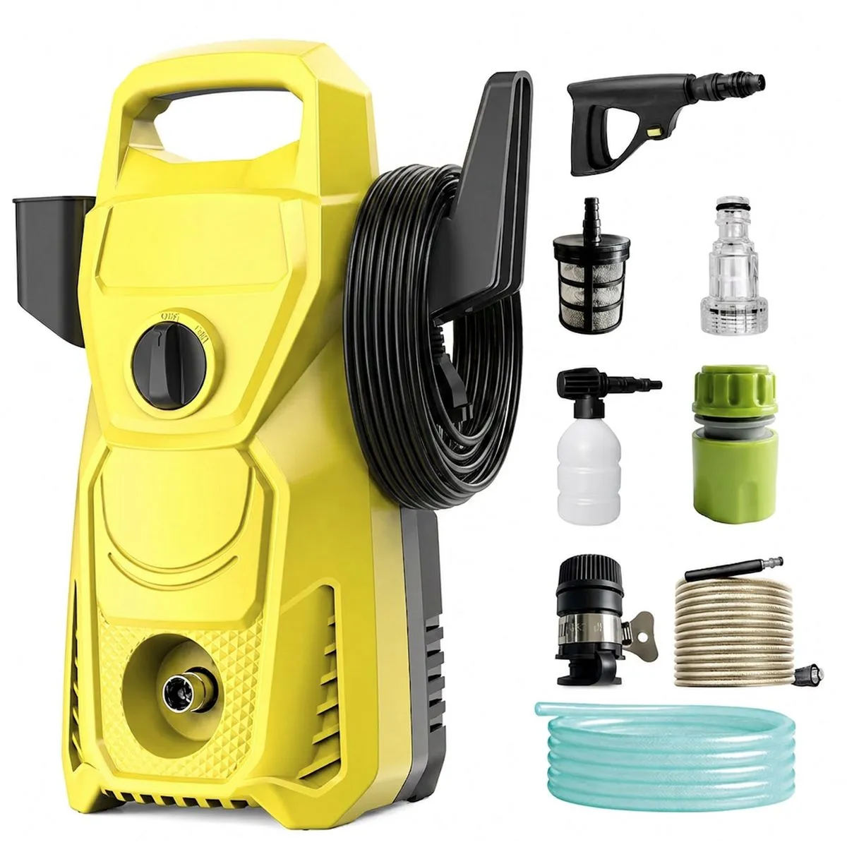 High-Pressure Washer, 1600w 110 Bar, 480 L/h, 27 m /h, and Accessories Set