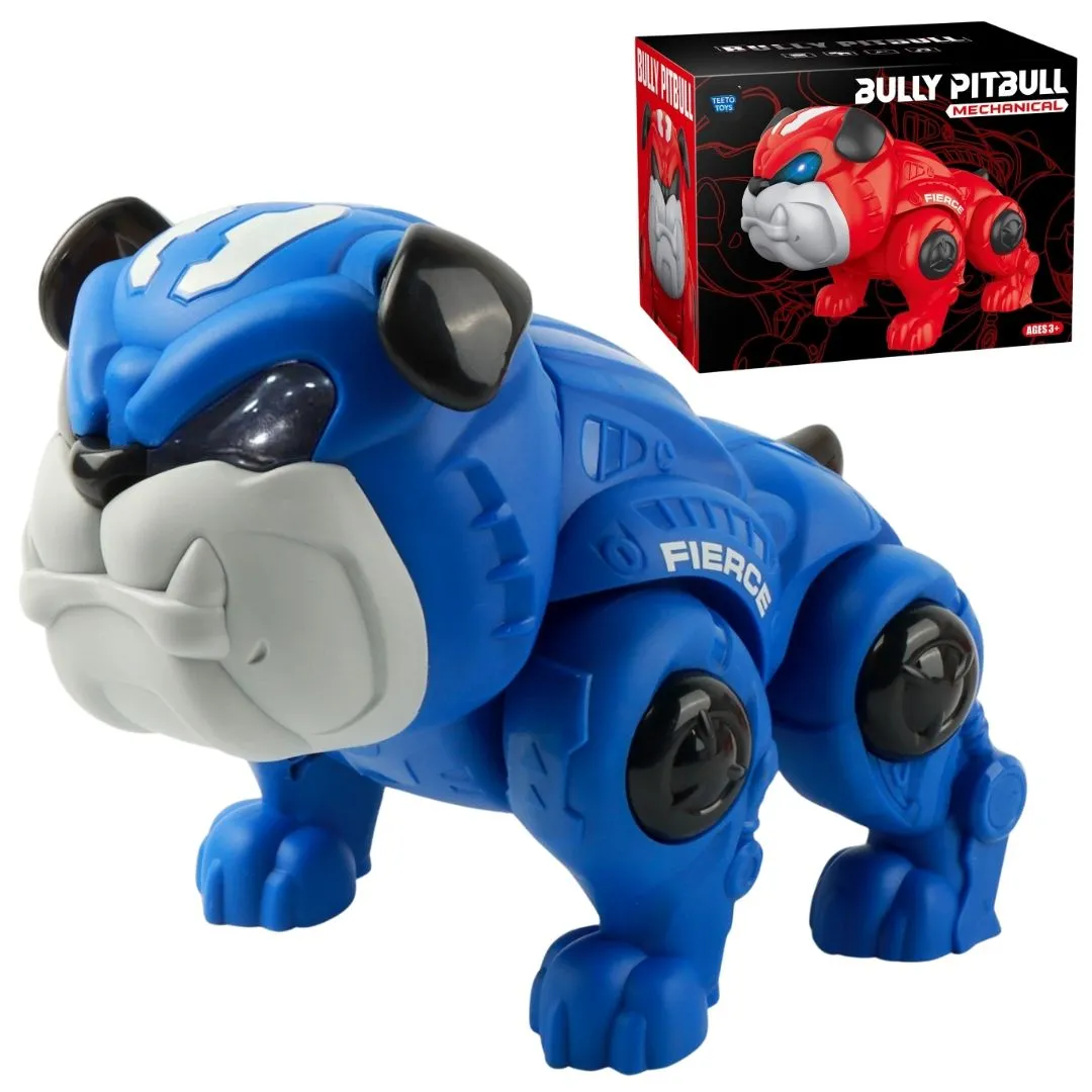 Robot Pitbull Toy - Electronic Toys for Boys & Toddlers - Mechanical Dog - Blue, White