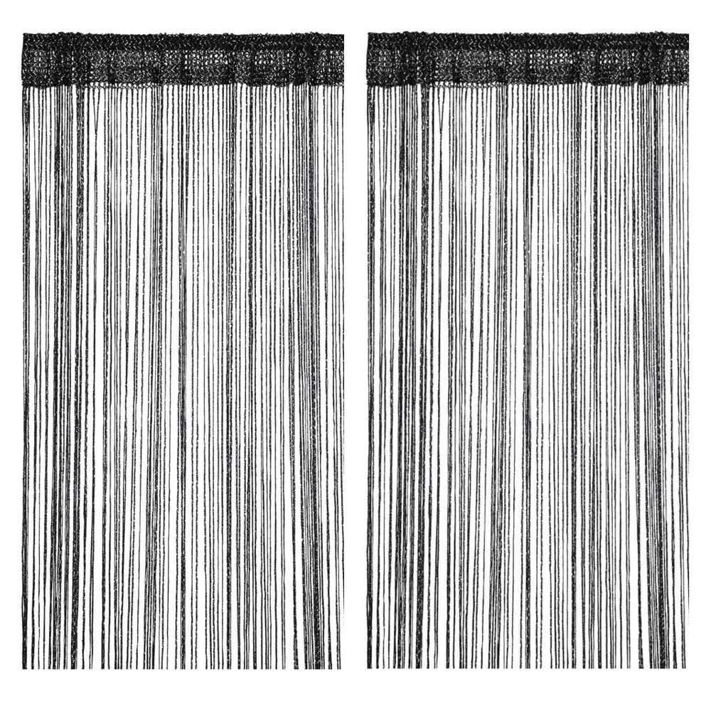 Decor Multifunctional Glitter Tassel Room Divider Curtains Set of 2(200cm) - Black