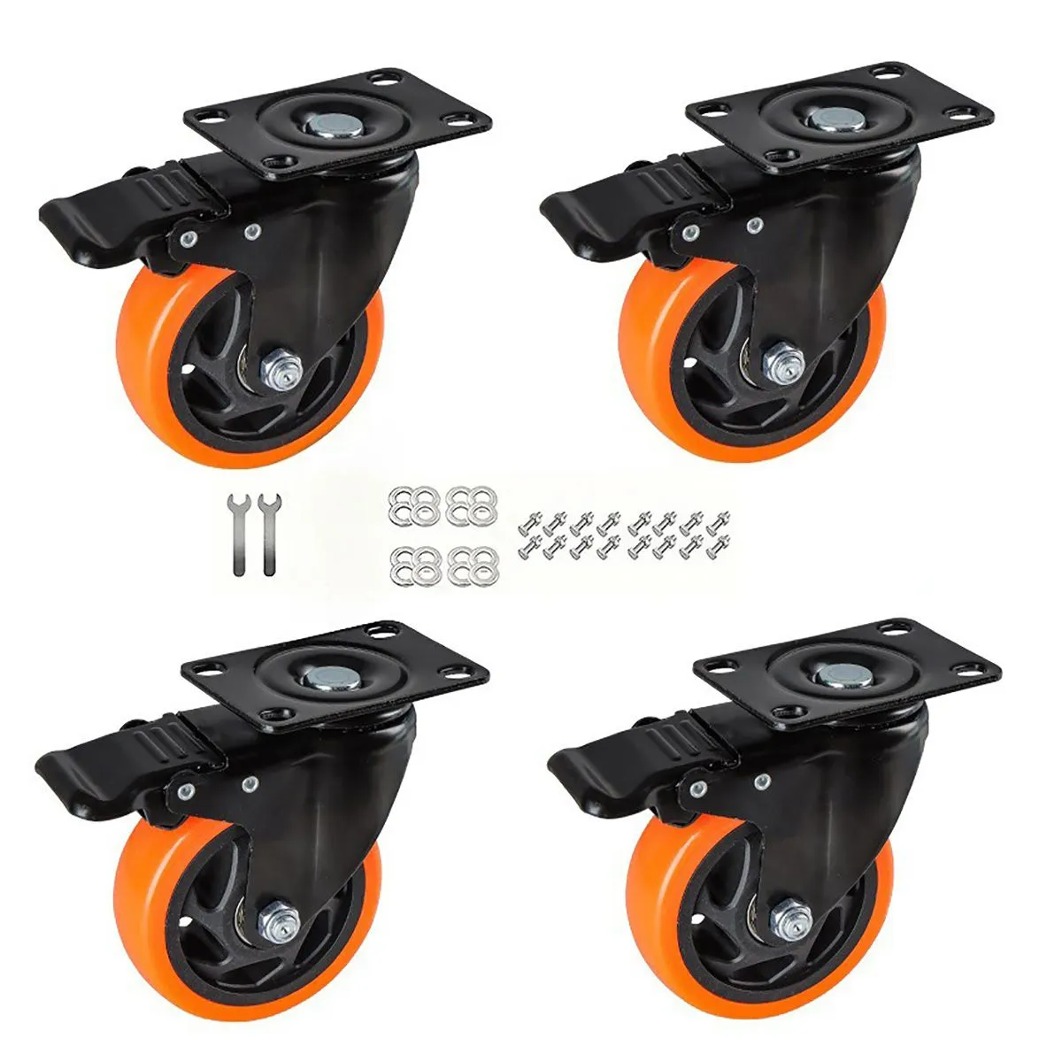 4Piece Caster Wheels 10CM Heavy Duty Locking Swivel Casters Wheels for Cart